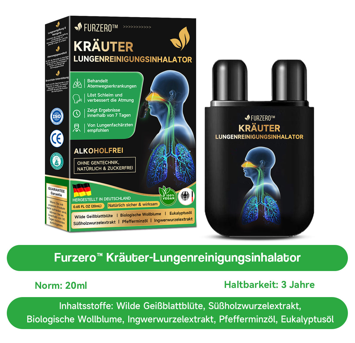 🥥👨⚕️Furzero™ Kräuter-Lungenreinigungsinhalator (💝 Empfohlen von führenden Lungenspezialisten 💝)