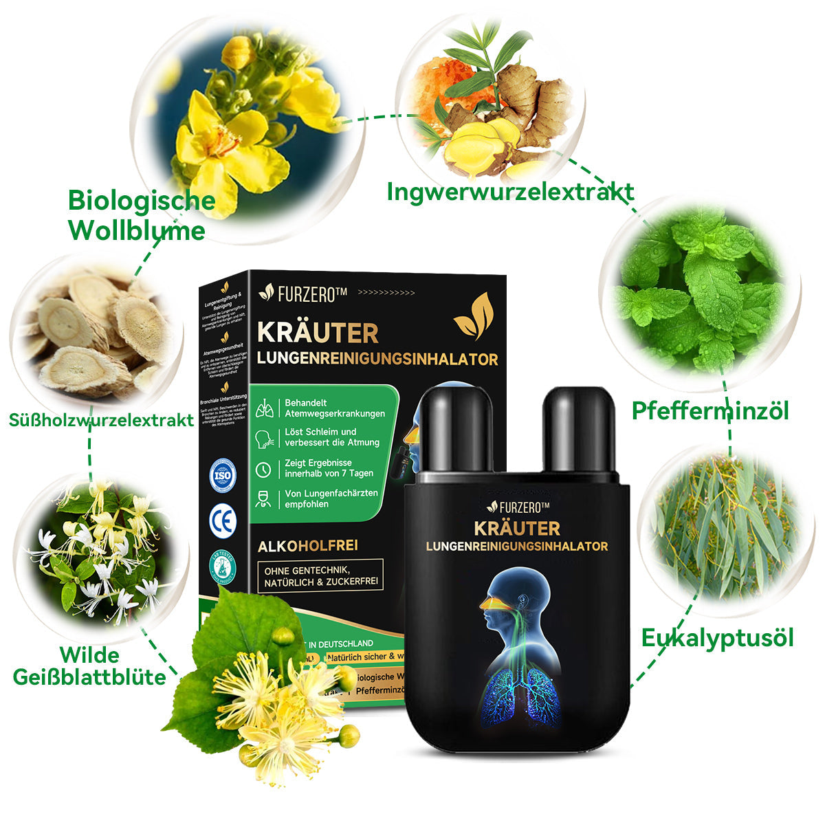 🥥👨‍⚕️Furzero™ Kräuter-Lungenreinigungsinhalator (💝 Empfohlen von führenden Lungenspezialisten 💝)