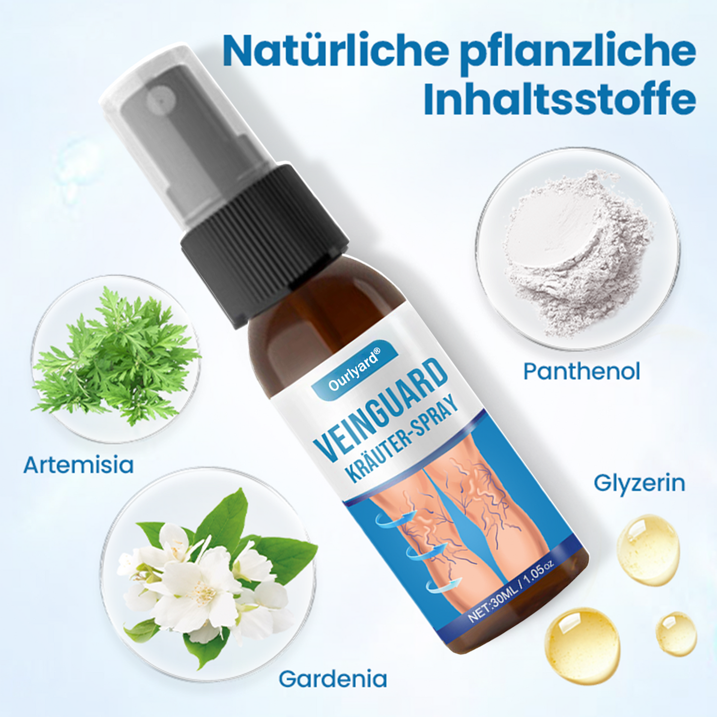 🎁Ourlyard® VeinGuard Kräuterspray-✅Klinisch erwiesen, um Krampfadern in nur 7 Tagen zu beseitigen!!