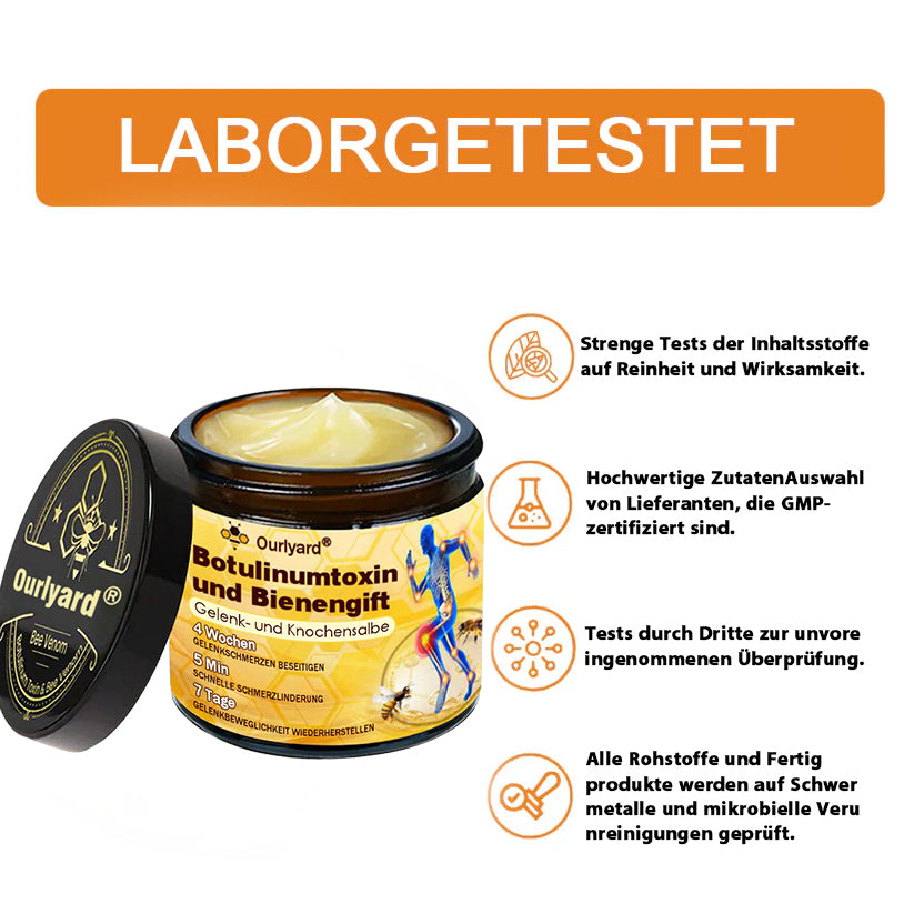 🇩🇪Offizieller Shop: Ourlyard® Bienengift-Schmerzlinderungs Knochenheilungs Creme 💥Deutsche orthopädische (DOUG) Zulassung(Reduzierung von Gelenkschwellungen, Schmerzen, Steifheit, Rötungen, Wärme, Muskelkater und Gelenkmüdigkeit)
