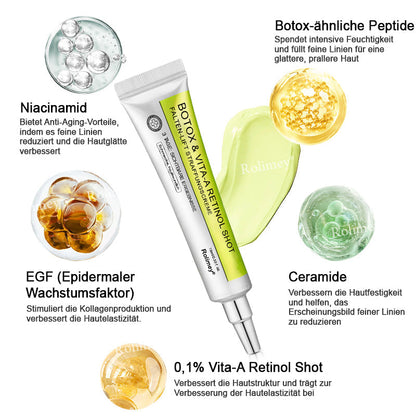 ✅Jetzt jugendliche Haut zurückgewinnen 💫Rolimey® Botox & Vita-A Retinol Shot Falten-Lift Straffungscreme