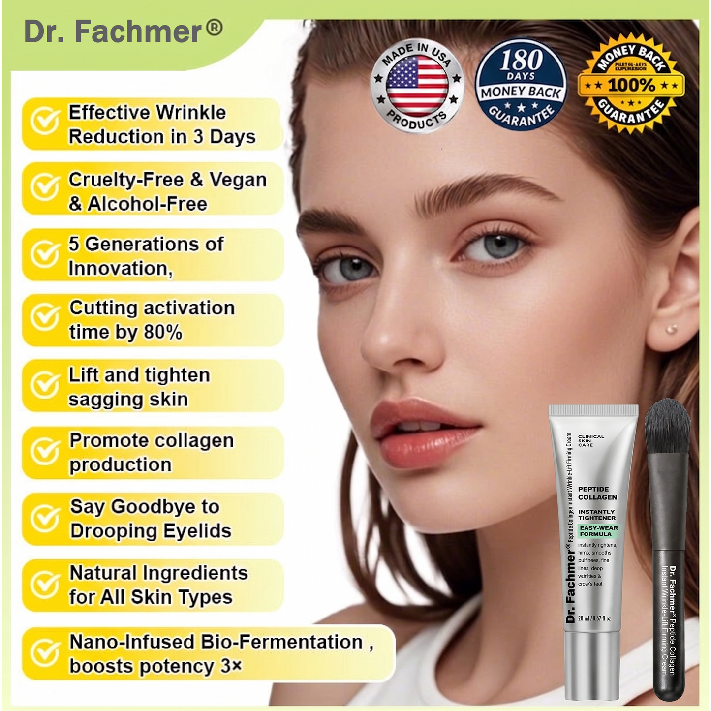 ✅Dr. Fachmer®👩‍⚕️ Peptid-Kollagen-Pflege für sofortige Straffung & Festigung – glättet augenblicklich Schwellungen und Fältchen und fördert bei regelmäßiger Anwendung eine straffere Haut.