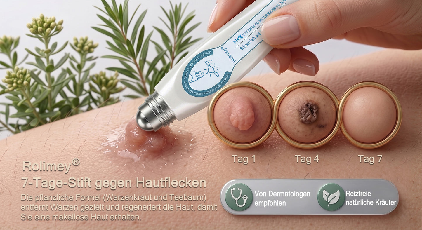 Rolimey® 7-Tage Tag- & Spot-Entferner🤍 (𝐙𝗲𝗿𝗼 𝐏𝗮𝗶𝗻, 𝐙𝗲𝗿𝗼 𝐒𝗰𝗮𝗿𝘀 Roll-On) ✅ Geeignet für: Hauttags, Flecken, Muttermale, Warzen, Blasen, Ekzeme, Schuppen, Hautkeratosen, Akne, Hautwucherungen, Narben, Geburtstagsmale 👩‍⚕️
