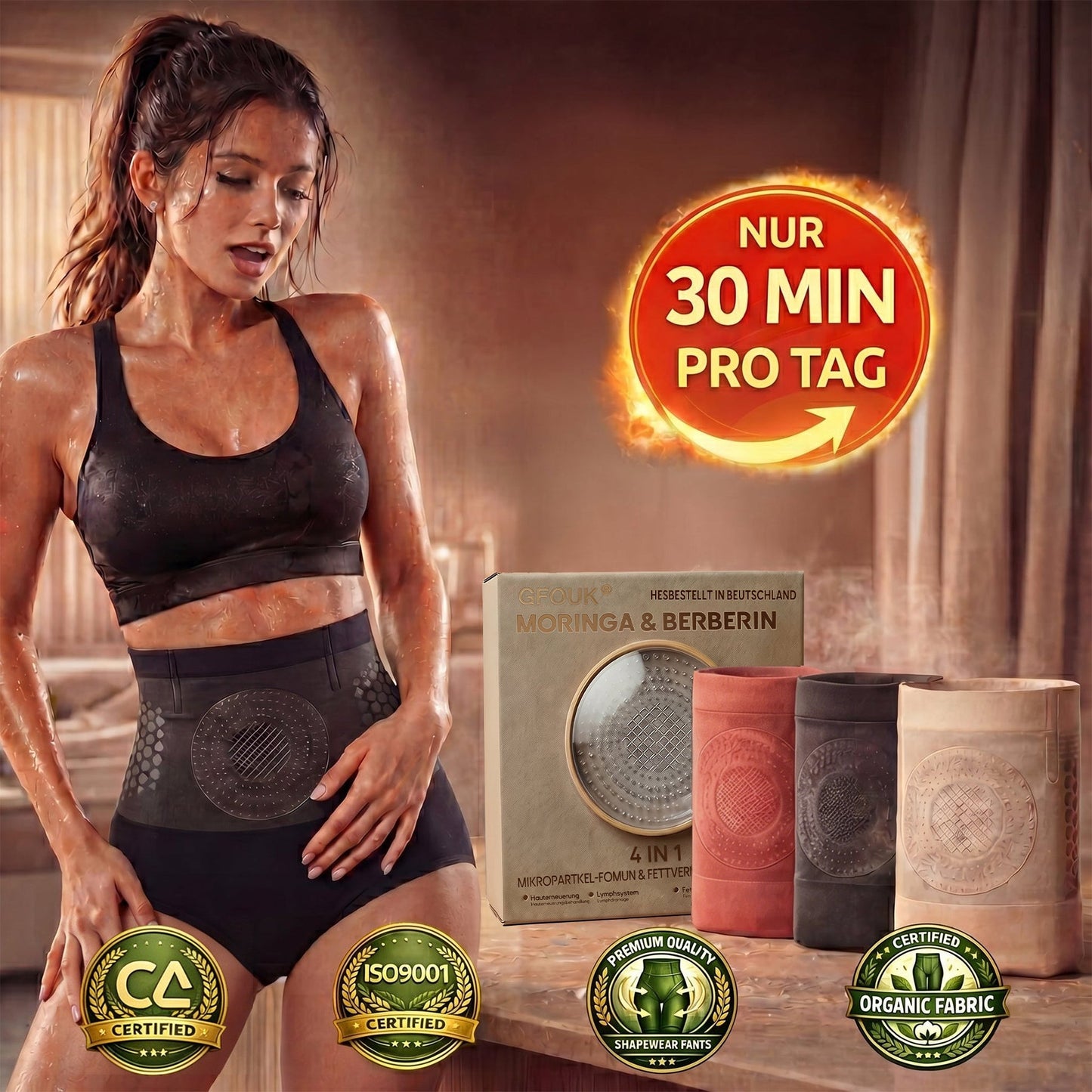✅ Offizieller Markenstore | ⚕️ GFOUK® 2026 Moringa & Berberin 4-in-1 Mikropartikel-Formungs- und Fettverbrennungs-Shorts