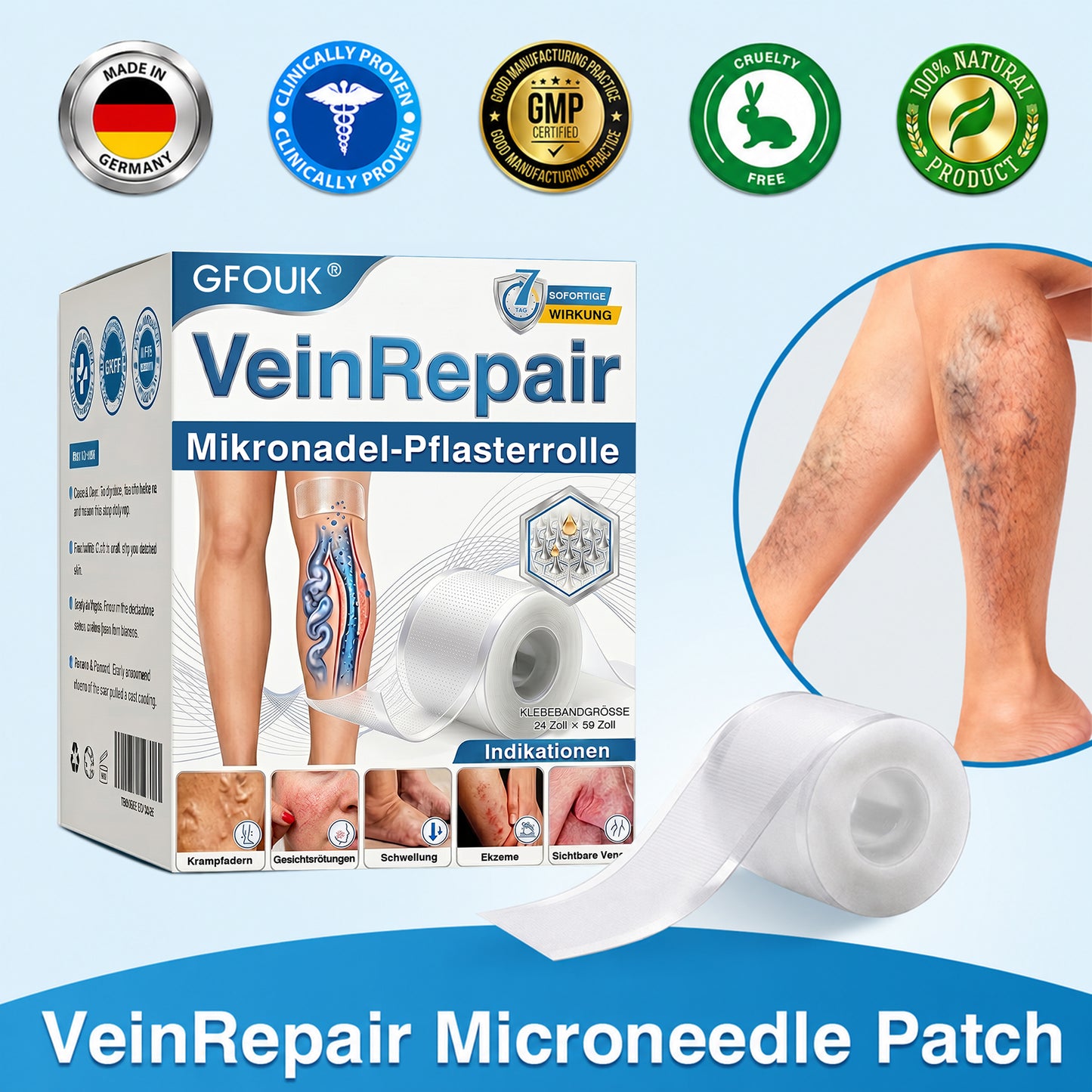 👨GFOUK® VeinRepair Mikronadel-Pflasterrolle ⚡ Sofortige Linderung, Langzeitergebnisse