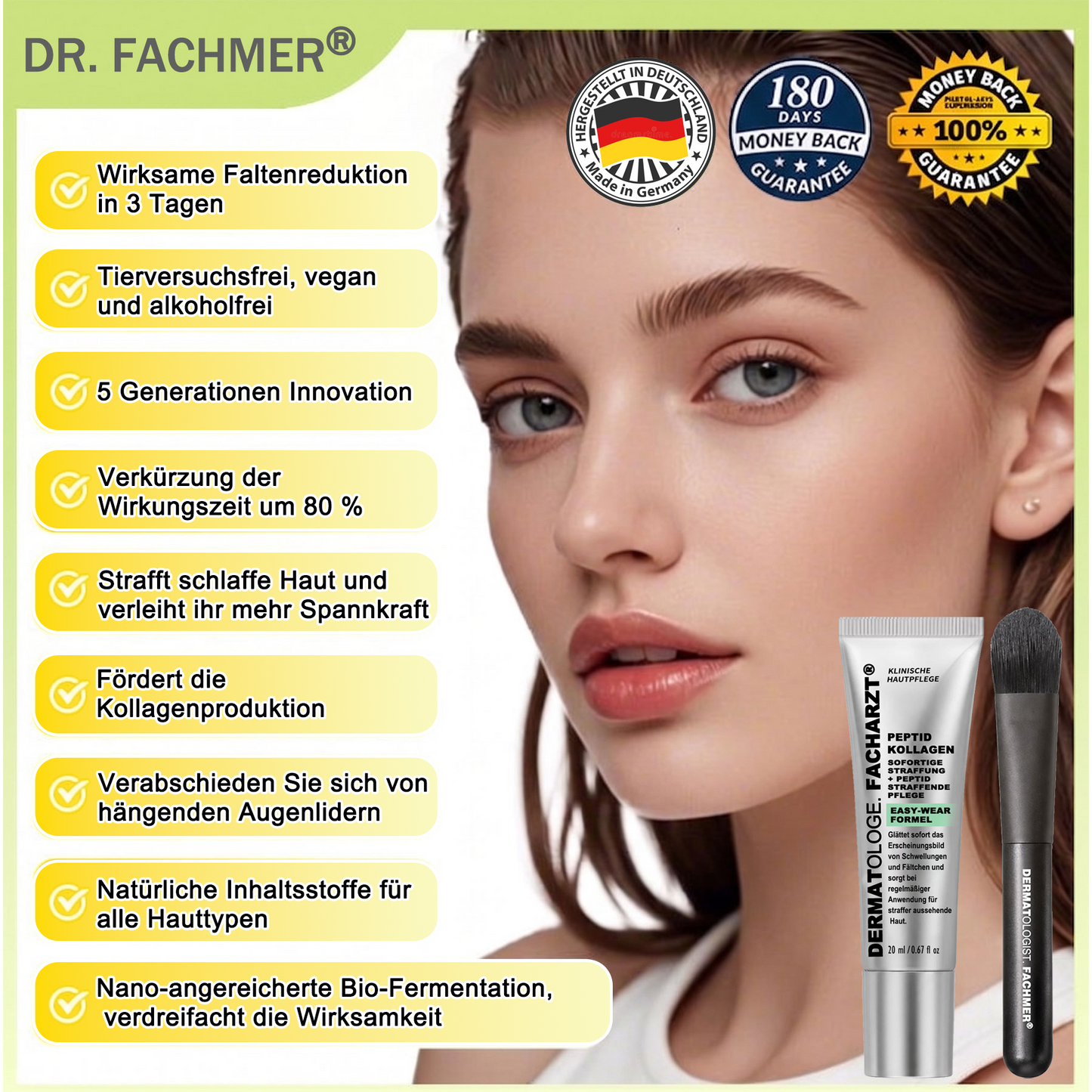 ✅Dr. Fachmer®👩‍⚕️ Peptid-Kollagen-Pflege für sofortige Straffung ⏰& Festigung – glättet augenblicklich Schwellungen und Fältchen und fördert bei regelmäßiger Anwendung eine straffere Haut.