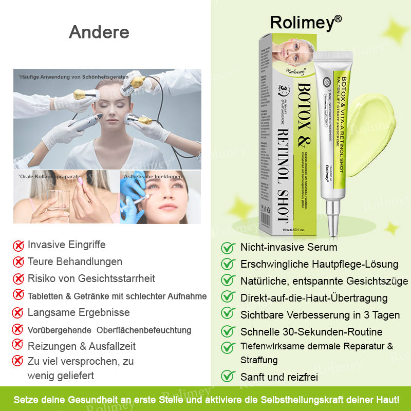 ✅Jetzt jugendliche Haut zurückgewinnen 💫Rolimey® Botox & Vita-A Retinol Shot Falten-Lift Straffungscreme