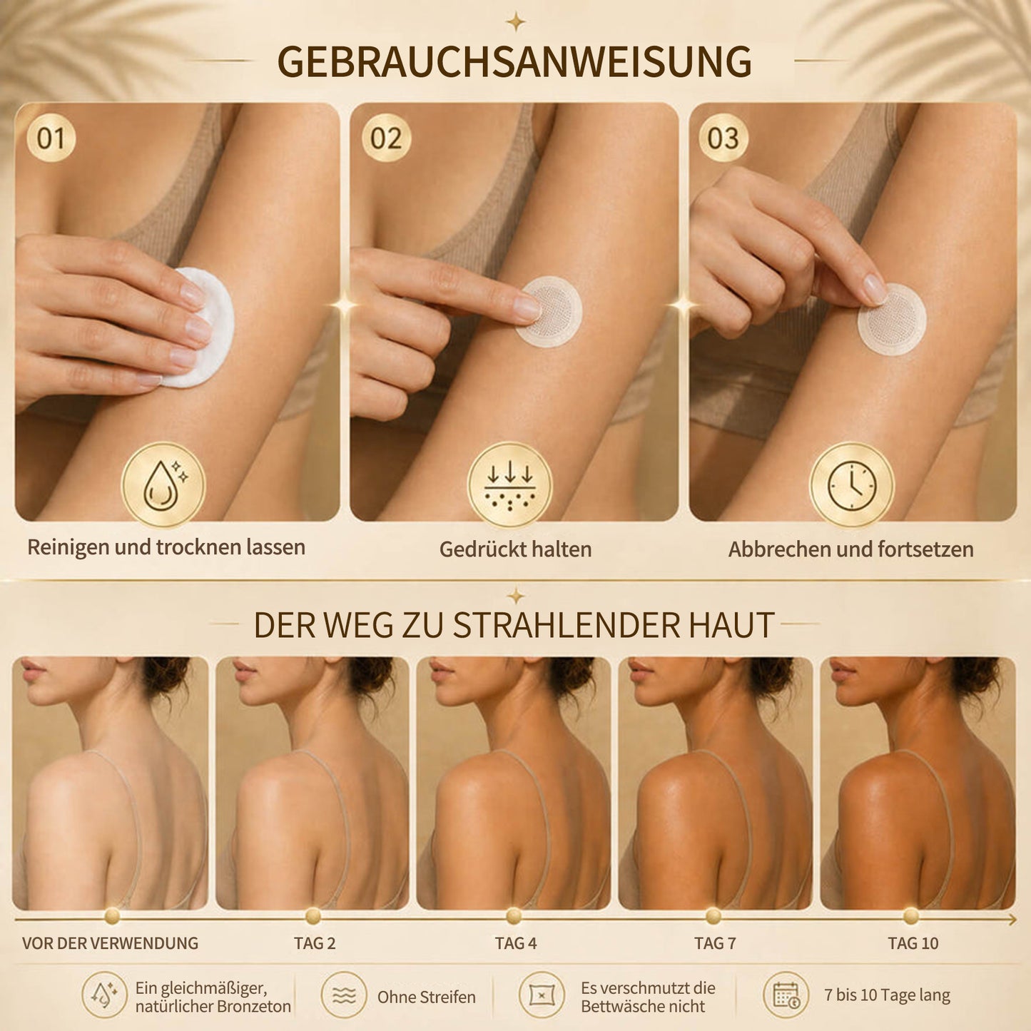 ☀️☀️Bis zu 85 % Rabatt auf das Trilumia® SunFree Bräunungspflaster ☀️ UV-freie, goldene Bronze ✨ 14 Tage natürlicher Glow