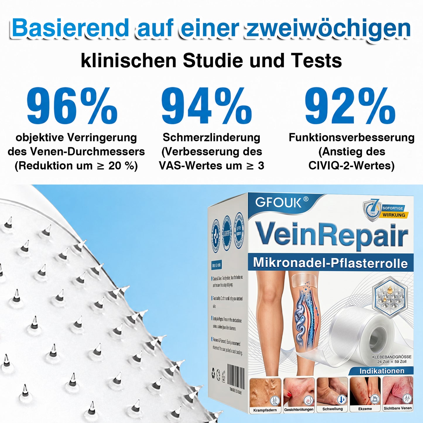 👨GFOUK® VeinRepair Mikronadel-Pflasterrolle ⚡ Sofortige Linderung, Langzeitergebnisse