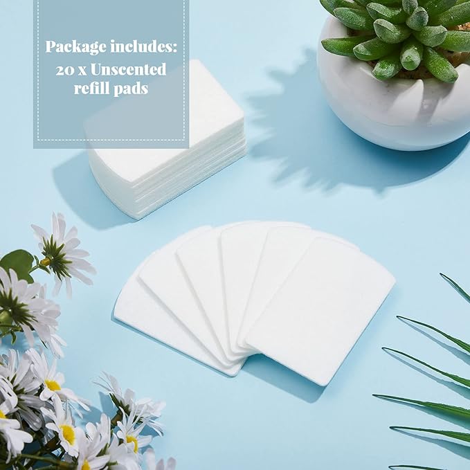 Maitys 20 Pack Aroma Pads Aromatherapy Diffuser Unscented Refill Pads for Essential Oils Replacement Humidifier Oil Pads Pluggable Humidifier Replacement Filter for Use