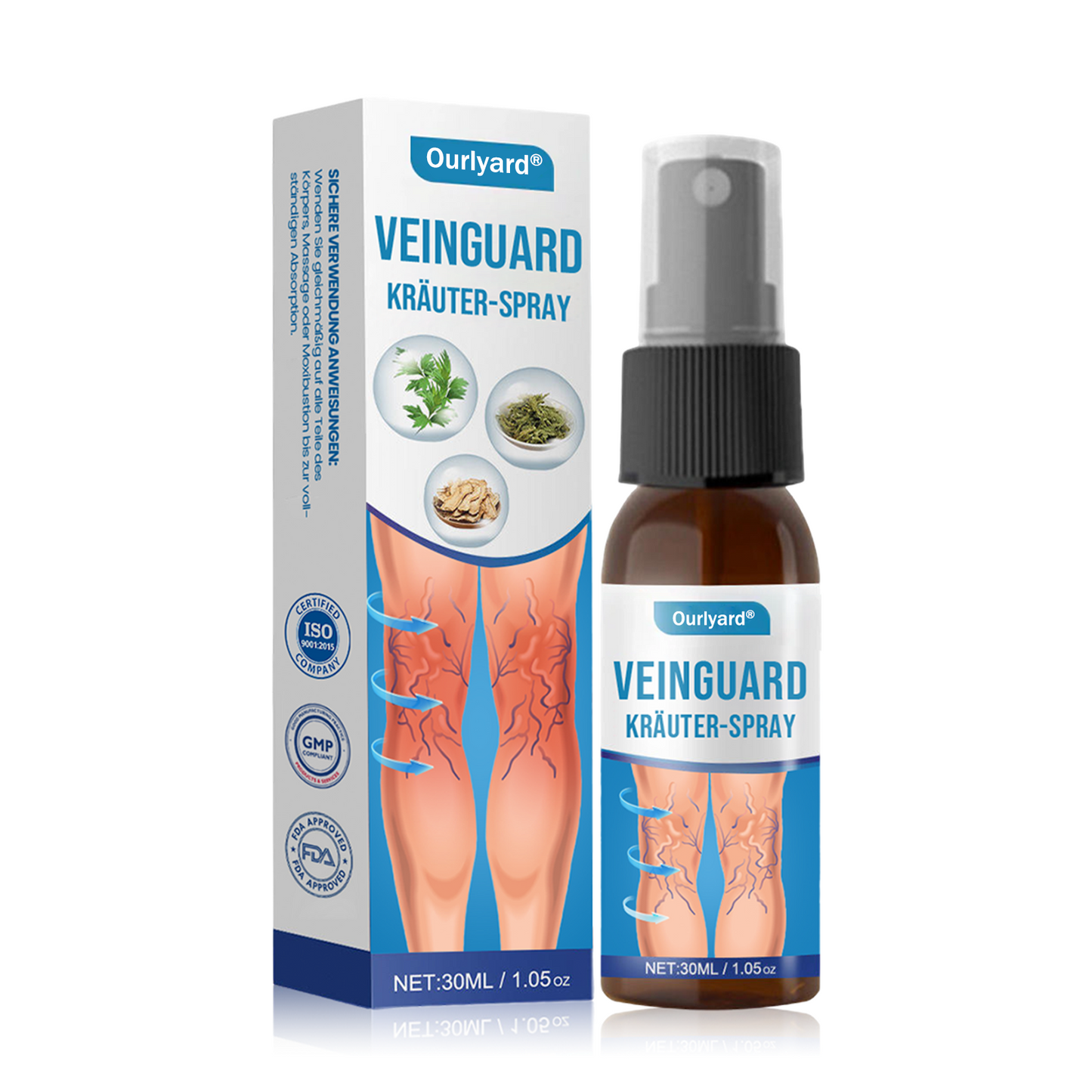 🎁Ourlyard® VeinGuard Kräuterspray-✅Klinisch erwiesen, um Krampfadern in nur 7 Tagen zu beseitigen!!