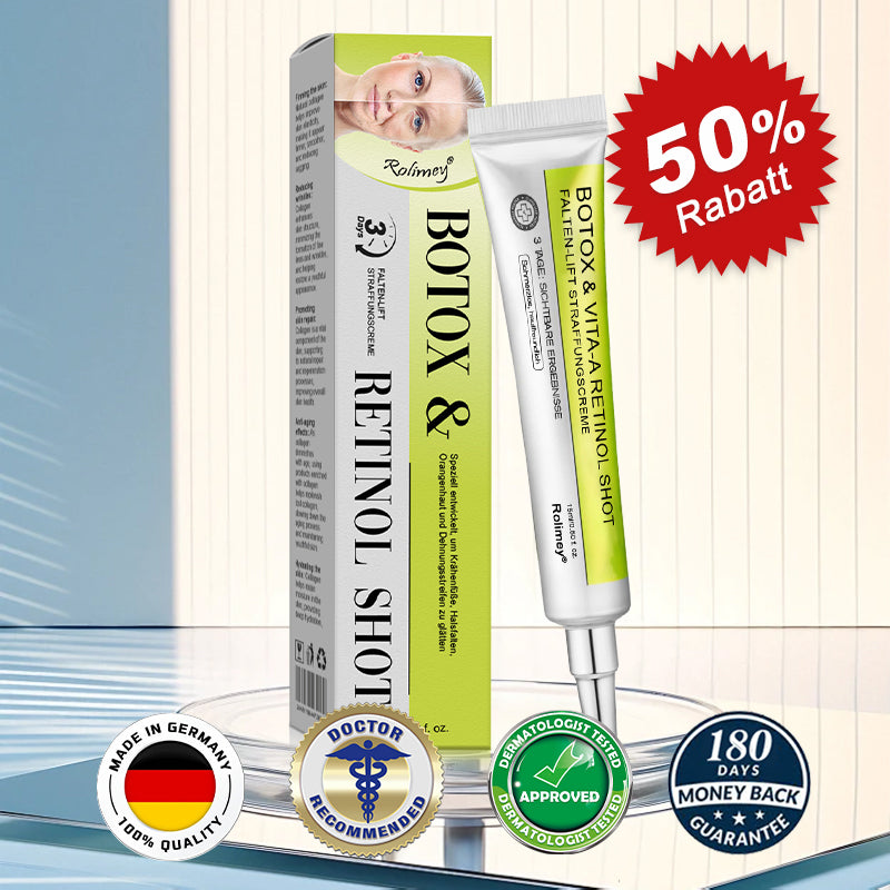 ✅Jetzt jugendliche Haut zurückgewinnen 💫Rolimey® Botox & Vita-A Retinol Shot Falten-Lift Straffungscreme
